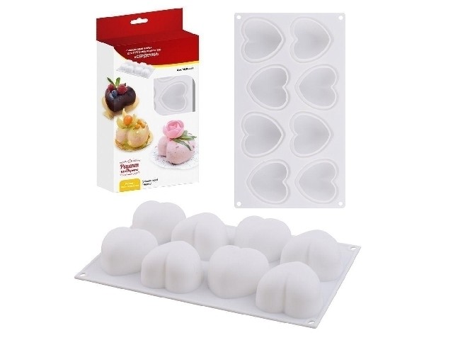 Силиконовая форма для муссовых десертов Сердечки VL80-315